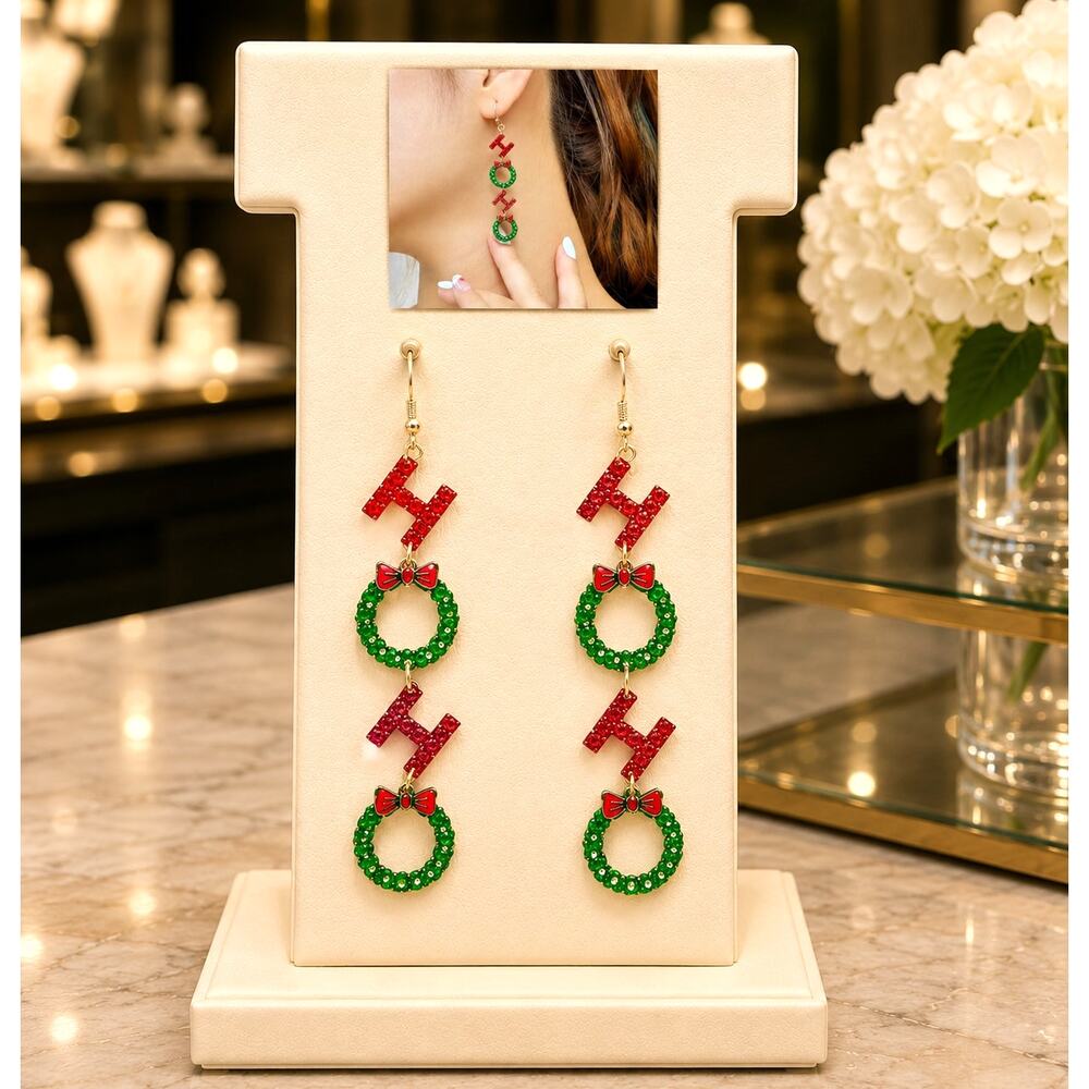 Christmas Bling Sparkling Ho Ho Dangle Earrings